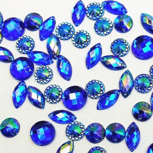 Mix Shape 320pcs Royal blue Sew on Designer Rhinestones Sewing For Wedding Stones and Crystals Stone Strass Evening Prom Dress