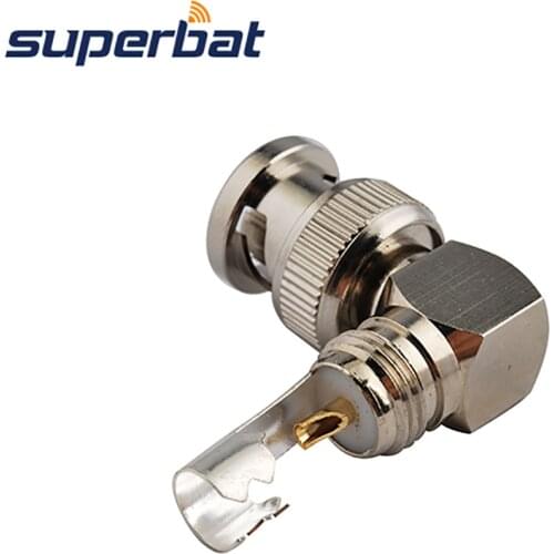 Superbat 50Ohm BNC Crimp Male Plug Right Angle Connector with Spring for Coaxial Cable 50-5/KSR300 Cable Mount