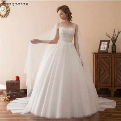 Forevergracedress Backless Wedding Dresses 2019 A Line With Lace Up Back Formal Bride Bridal Gowns Plus Size Custom Made