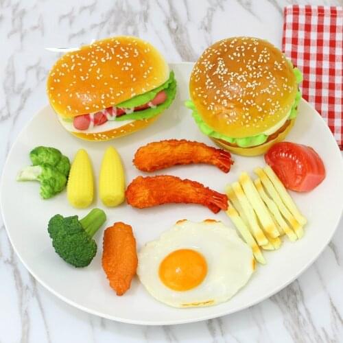 Festive Party Supplies Crafts Miniatures PVC Restaurant Simulation Fries Shrimp Orchid Broccoli Western Food Set Model
