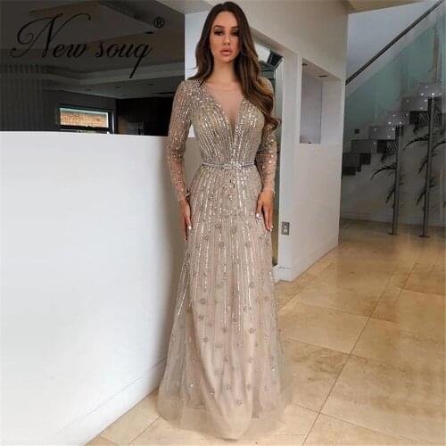Heavy Full Beaded Evening Dresses Middle East Vestido De Festa Dubai Arabic Party Dress Sequins Prom Dresses 2021 New Arrival