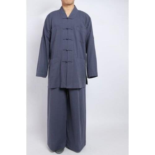 Unisex Summer&spring Pure Cotton Buddhist zen clothing buddha lay suits Shaolin Monk kung fu martial arts wushu uniforms