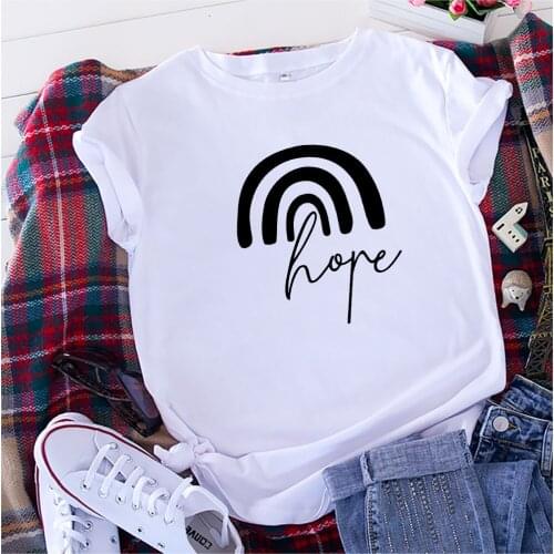 2021 Summer T-shirt Oversized Womens T-shirt S-5XL Hope Letter Tshirt O-neck Short-sleeve Tshirt Cotton Women Clothing Top Tee