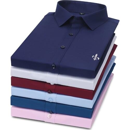 Dudalinas Camisa Social Masculino Vestido bamboo Fiber Homen Slim Fit Camisas Casuais de Manga Curta Negócios Masculinos Chemise