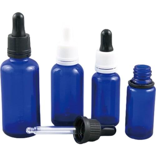 12 x 10ml 30ml 50ml Refillable E-liquid Glass Dropper Bottles 5cc Cobalt Blue Oil Glass Piepette Dropper Container