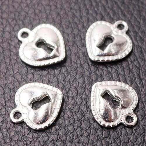 15pcs Silver Plated Heart-shaped Lock Charm Retro Earrings Bracelet DIY Metal Jewelry Lover Gift Handicraft Making 16*14mm A2253