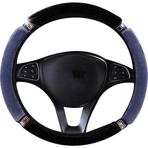 37/38CM Diameter Universal Car Steering Wheel Cover Soft Plush Rhinestone Steering Cover Car Styling Auto Interior For SUV Truck