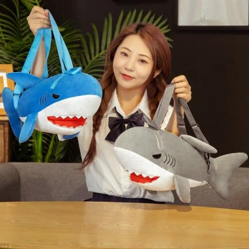 50CM Kawaii Plush Shark Backpack Dolls Stuffed Soft Simulation Shark Toy for Children Boys Birthday Xmas Gift