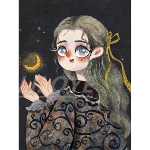 5D DIY Diamond Painting Full Round Square Cartoon Girl Picture Embroidery Mosaic Sale Cross Stitch Wall Artwork Home Decor DF143