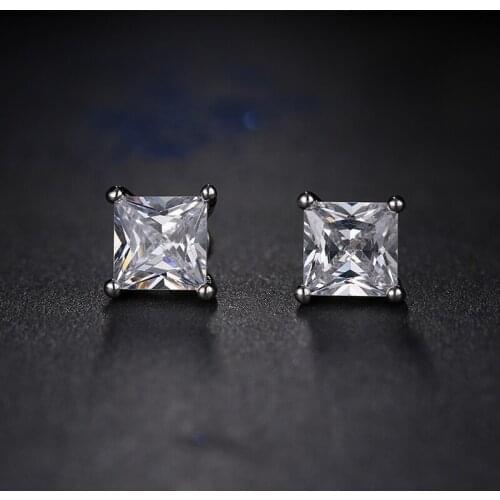 Bettyue Brand Fashion Charm Cute Stud Earrings AAA Zircon White Gold Color Square Jewelry Earrings For Womam Wedding Party Gift