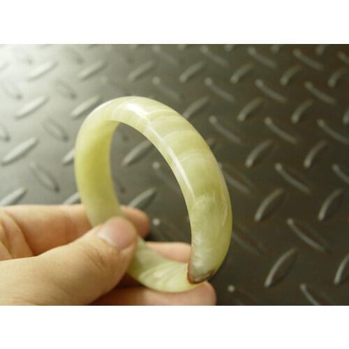 100% Natural Afghanistan stone Nephrite Green Handmade Bangle Bracelet 62mm 1338