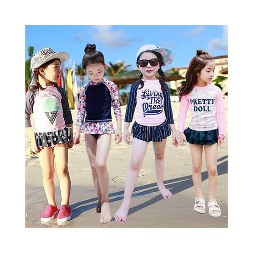 Childrens Clothes Swimsuit For Baby 2020 Swimwear Girls Rash Guard Kids Guards Children Girl Child Skirt Long Sleeve