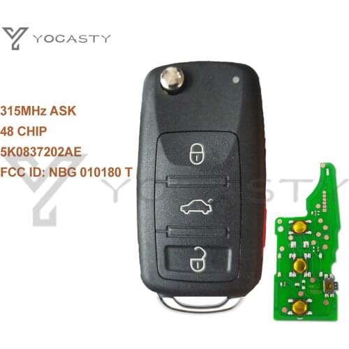 YOCASTY Remote Car Key 315Mhz 5K0837202AE For VW Jetta Passat Beetle Tiguan EOS Golf 2011-2017 48 CHIP NBG 010180 T