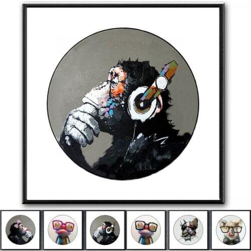 Oil Painting hand painted Cartoon on Canvas Abstract Animal Wall Art for Home Decoration Happy chimpanzee NEW 2020033002