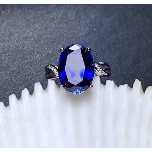2021 New Arrival Natural real blue sapphire ring real 925 silver Fine jewelry Finger rings party gift birthstone big size gem