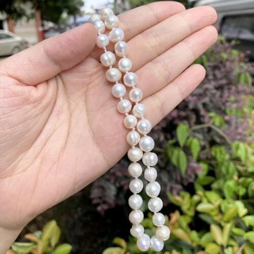 46cm Natural Freshwater Pearl Necklace Irregular Shape Punch Pearl Choker For Women Gift Jewelry Vintage Charm Fashion Vintage