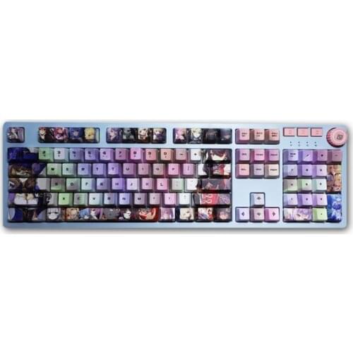 Gensin Impact Keycaps 104 Keys Barbara Anime PBT Five-sided Sublimation Keycap For Mechanical Keyboard 61 87 104 Layout