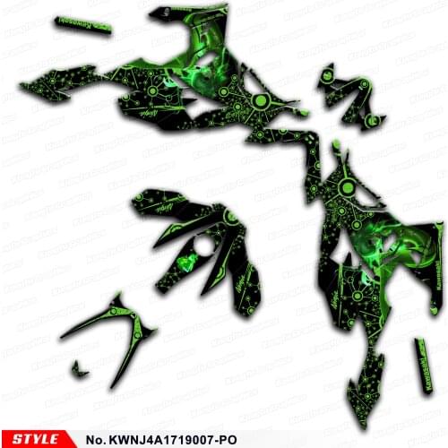 Aftermarket Team Graphics Self Adhesives for Ninja 250 400 ABS 2017 2018 2019 2020 2021 Style No.KWNJ4A1719007-PO, Green Black