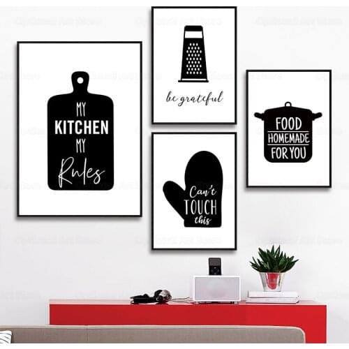 Kitchenware Wall Art Canvas Painting Kitchen Quote Posters And Prints Black White Wall Pictures Modern Kitchen Decoration