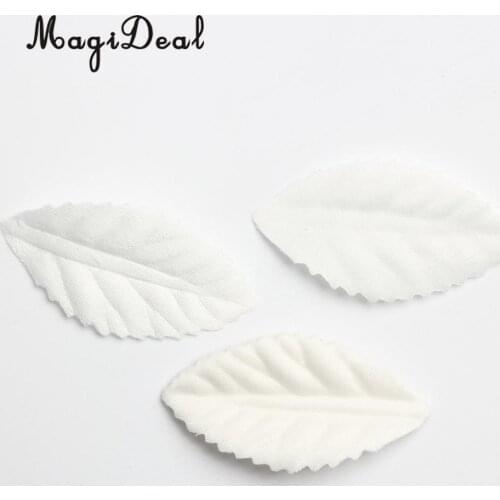 MagiDeal 100 Piece White Silk Leaf Rose Flower Leaves DIY Materials