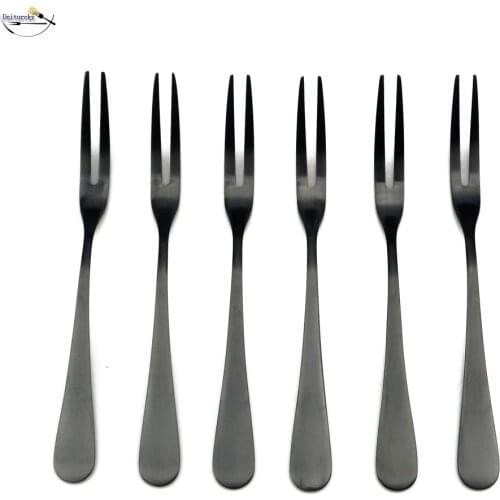 Western Dinnerware Set Kitchen Food Fruit Fork Home Cutlery Titanium Plated Black Stainless Steel Tea Fork Cake Fork Set Of 6