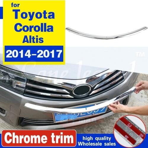 Car front grille cover auto grille decoration cover for Toyota Corolla 2014-2017,ABS chrome,1pc/lot,car styling