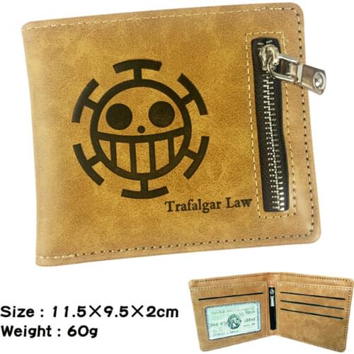 New PU Wallet Anime One Piece Leather Mens Casual Note Compartment Zipper Poucht Photo Credit Coin Holder Women Men Purses
