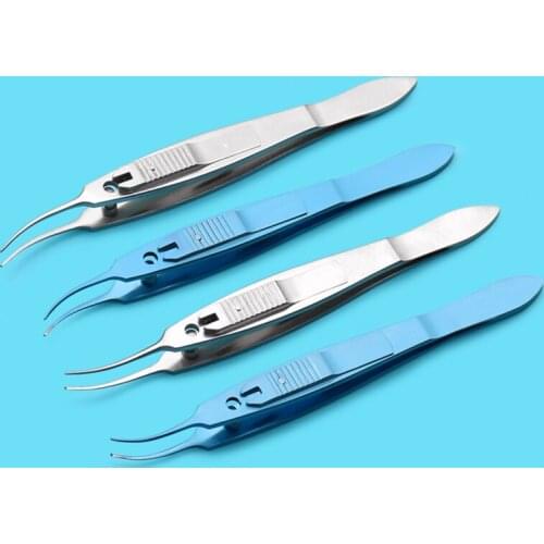 Ophthalmic microinstruments locking strabismus forceps left right straight strabismus surgical tools stainless steel titanium