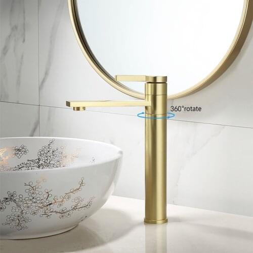 Onyzpily Basin Faucet Nickle Golden Brass Cold and hot water faucet 360° Rotatefor bronze washbasin