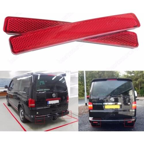 ANGRONG 2x Rear Bumper Reflector For VW T5 Transporter / Caravelle / Multivan (pre-facelift) 2003-2011 (CA244)