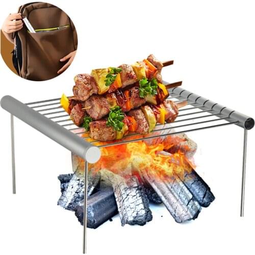 Portable Stainless Steel Charcoal BBQ Grill Folding Barbecues Camping Pocket Grill Barbecue Accessories For Home Park BBQ tool