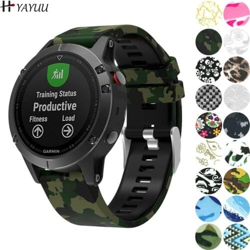 Yayuu Band for Garmin Fenix 5/Fenix 5 Plus/Forerunner 935/Approach S60/Quatix 5 Quick Release Printed Silicone Watch Strap