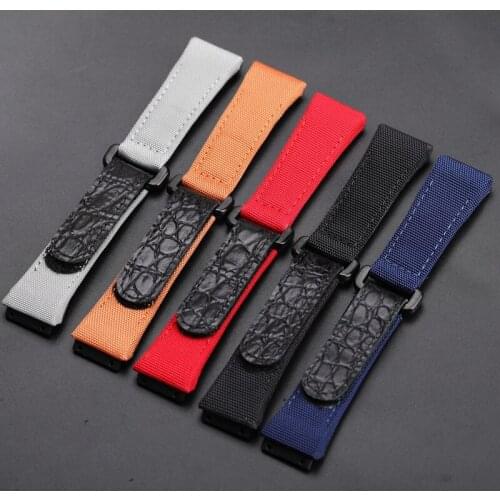 Top Quality 25mm Men Nylon Canvas Stitching Genuine Leather Watchband For Richard Strap Accessory Man MILLE Watchband