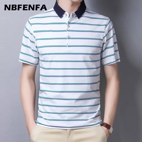 Men Stripe Polo Shirts Summer Male Outdoor Fashion Slim Fit Outwear Men Clothing Vintage Male Casual Short Sleeve Shirts LX019