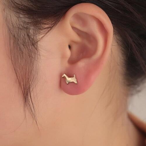 Cute Scottish Terrier Stud Earrings For Women Girls Animal Dog Wedding Gift Statement Pet Fashion Jewelry Wholesale