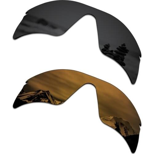 SmartVLT 2 Pieces Polarized Sunglasses Replacement Lenses for Oakley Radar Range Stealth Black and Bronze Gold