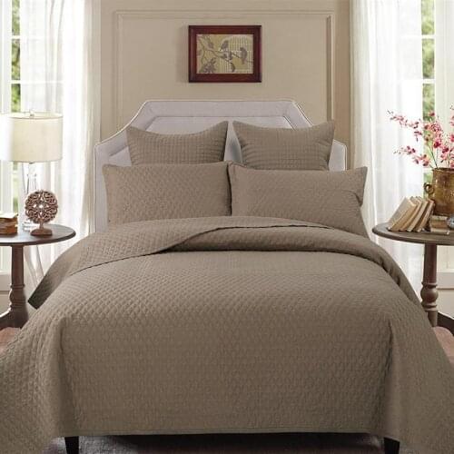 3 Pieces 100%Cotton Solid color Queen size Quilted Bedspread Pillowshams Reversible Bed cover Bed set Blanket Ultra soft