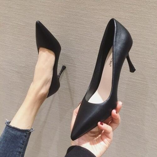 Spring and Autumn 2021 new thin heel pointed high heels Joker Korean version of shallow sexy work shoes womens shoes