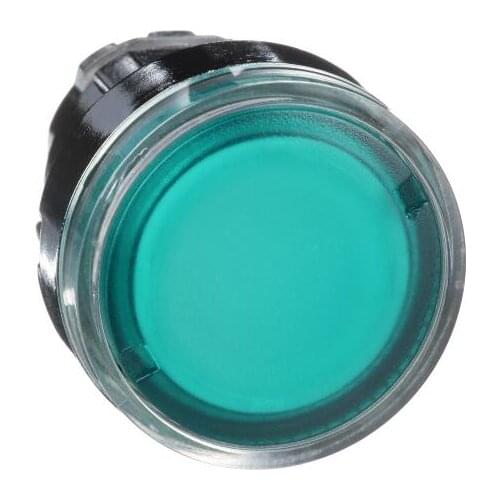ZB4BW33 Green flush illuminated pushbutton head Ø22 spring return for BA9s bulb