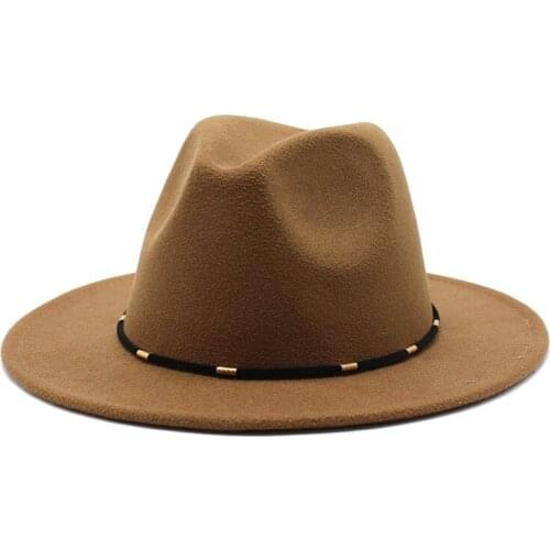 Womens hat woolen hats for men and women British jazz hats Europe and America flat brim four seasons Panama fedoras hats