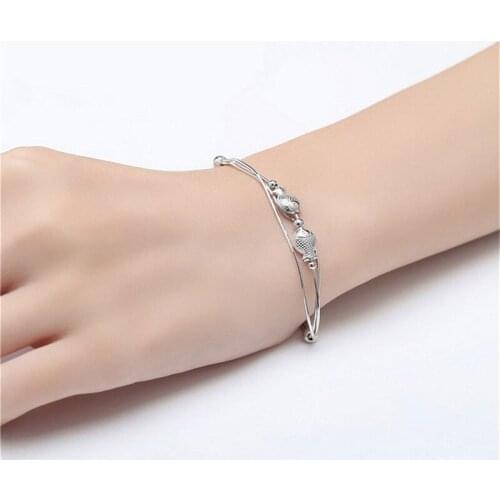 Lucky Couple Fish Design Bracelet Female Jewelry Trendy 925 Sterling Silver Bracelets For Women Accessories Princess Christmas