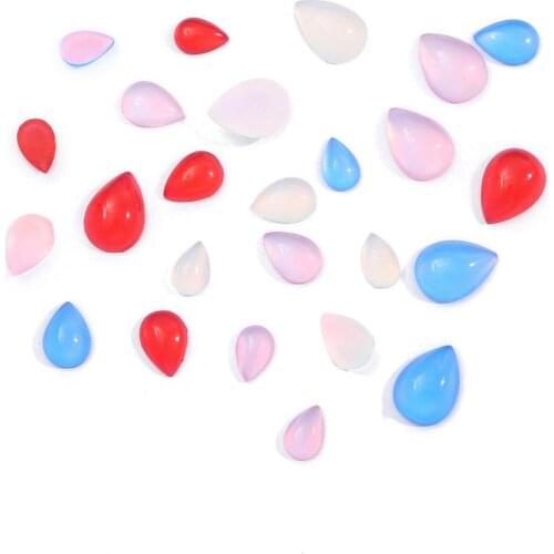 10 pcs/lot Resin Flatback Water Drop Shape Beads Faux Cat Eye Cabochon Bead Handmade DIY Loose Beads For Jewelry Making Findings
