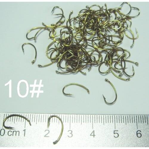 100 pcs fly fishing hooks Scud Nymph Fly tying Bend Bronzed high carbon steel Hooks