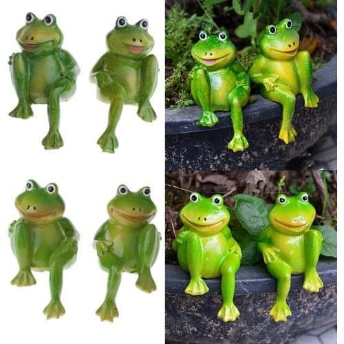 2x Resin Frogs Animals Toy Fairy Garden Ornament Home Decor Desk