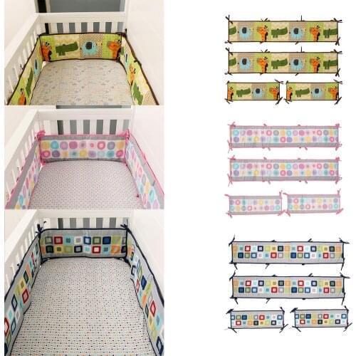 4 Pieces Baby Crib Bumpers Guard Pad Nursery Baby Bed Surrounding Head Protector Circumference Bed Protection Bumpers
