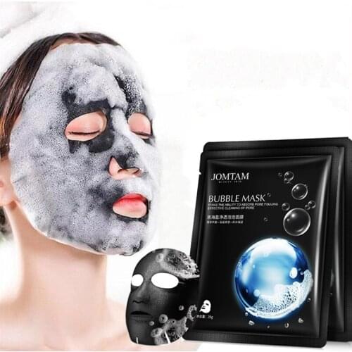 5Pcs Black Sea Salt Facial Mask Pure Moisturizing Bubble Deep Clean Oil Control Skin Rejuvenation Shrink Pore Foam Black Mask