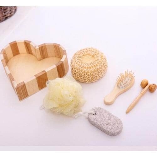 4pcs/set Women Man Girl Kid Baby Bath Show Spa Gift Set Kit Include Bath Tool Loofah Sponge Hair Brush Pumice Stone Foot File