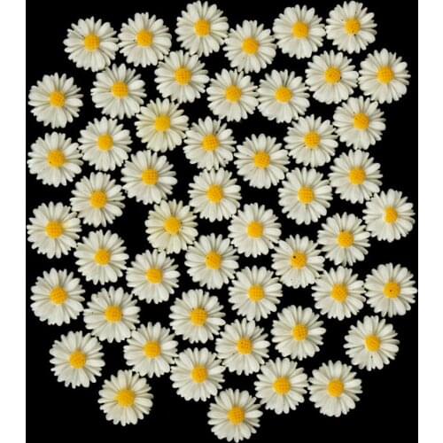 50PCS Resin Daisy Flower Style Flat Back Cameo Cabochon For Jewelry Making Earring Accessories 13mm Wholesale Vintage