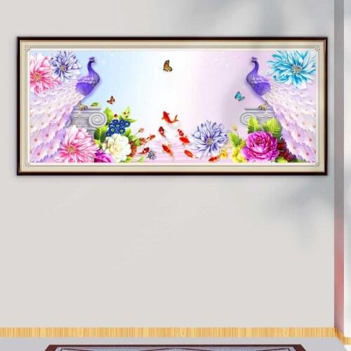 5D Diamond Painting Peacock Scenery Diamond Embroidery Flower Cross Stitch Mosaic Full Round Square Drill CraftsHome Decor Gift