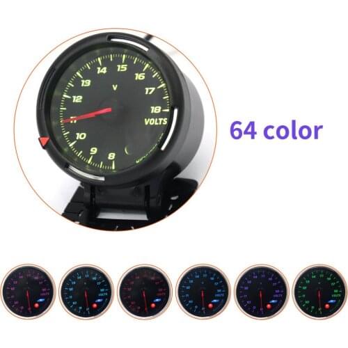 64 Color Backlight Adjustable Voltage Meter Gauge 12V Car Racing Motorcycle